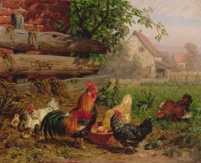 Farmyard Chickens by Carl Jutz